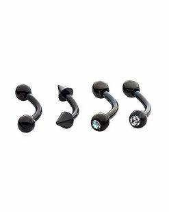 Promo 👍 Multi-Pack CZ Black Curved Barbells 4 Pack - 16 Gauge 🎉 -Playboy Shop 03819232 c