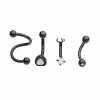 Wholesale ✔️ Multi-Pack Prong CZ Black Curved Barbells and Spiral Barbell 4 Pack - 16 Gauge ❤️ -Playboy Shop 03819265 a