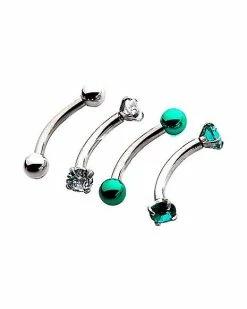 Cheapest ✨ Multi-Pack Prong CZ Green Curved Barbells 4 Pack - 16 Gauge 💯 -Playboy Shop 03819273 c