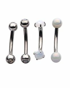 Deals 👍 Multi-Pack CZ and Faux Pearl Curved Barbells 4 Pack - 16 Gauge ⭐