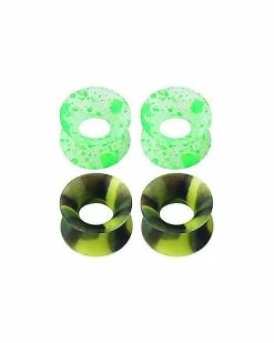 Best Sale 🔥 Multi-Pack Glow in the Dark Green and Black Tunnel Plugs - 2 Pair ⌛