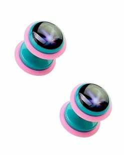 Best reviews of 🛒 Teal and Pink Weed Leaf Fake Plugs - 18 Gauge 🥰