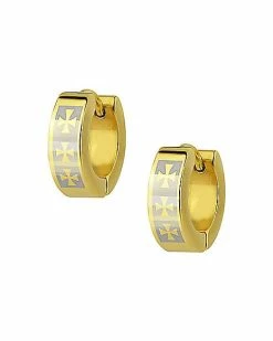 Best deal 🧨 Goldplated Celtic Cross Huggie Hoop Earrings - 18 Gauge 🎁