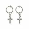Buy 🤩 CZ Silvertone Cross Dangle Clip On Hoop Earrings 👏 -Playboy Shop 03829637 a
