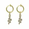 Discount ✨ CZ Goldtone Snake Dangle Clip On Hoop Earrings ⌛ -Playboy Shop 03829645 a
