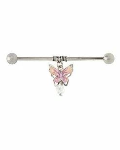 Best Pirce ⌛ Butterfly Charm Industrial Barbell - 14 Gauge 🔥