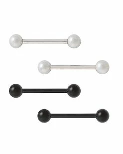 Best Pirce 🛒 Multi-Pack Silvertone and Black Barbells 4 Pack - 14 Gauge 😍