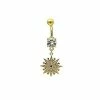 Discount 🤩 CZ Star Flower Dangle Belly Ring - 14 Gauge 💯 -Playboy Shop 03830403 a