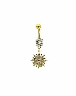 Discount 🤩 CZ Star Flower Dangle Belly Ring - 14 Gauge 💯