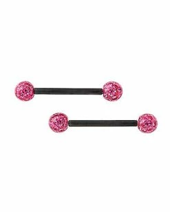 Outlet 💯 Pink Titanium Pave Barbells - 14 Gauge 🔔