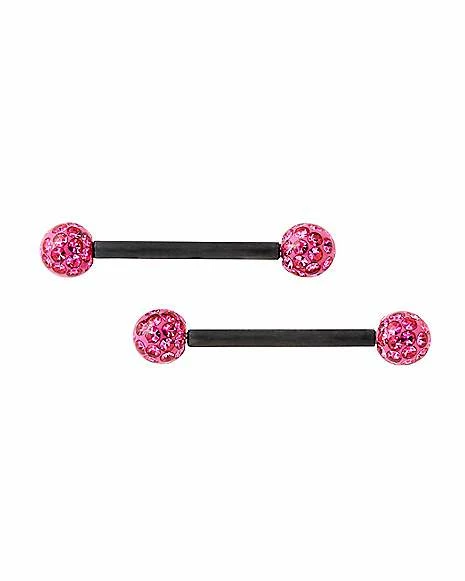 Outlet π― Pink Titanium Pave Barbells - 14 Gauge π 3 Outlet π― Pink Titanium Pave Barbells - 14 Gauge π