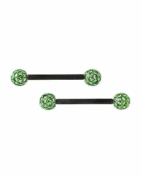 Best Sale π Green Titanium Pave Barbells - 14 Gauge π 3 Best Sale π Green Titanium Pave Barbells - 14 Gauge π