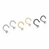 Promo 👍 Multi-Pack Titanium CZ Silvertone Goldtone and Black Screw Nose Rings 6 Pack - 20 Gauge 😉 -Playboy Shop 03830684 a