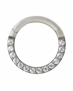 Flash Sale 🔔 Titanium CZ Hinged Hoop Ring - 16 Gauge 😀