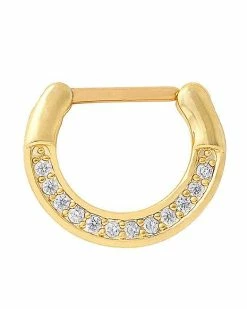 Best Sale 🧨 Goldtone Titanium Clicker Septum Ring - 16 Gauge 🎁