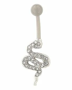 Cheap 💯 CZ Titanium Twisted Snake Belly Ring - 14 Gauge ✔️