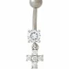 Flash Sale ❤️ CZ Titanium Cross Belly Ring - 14 Gauge 😀 -Playboy Shop 03830767 a