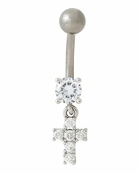 Flash Sale ❤️ CZ Titanium Cross Belly Ring - 14 Gauge 😀 3 Flash Sale ❤️ CZ Titanium Cross Belly Ring - 14 Gauge 😀