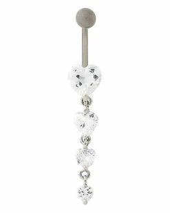 Best reviews of 🔥 CZ Heart Tiers Titanium Dangle Belly Ring - 14 Gauge 🎁