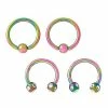Budget 🎁 Multi-Pack CZ Oil Slick Captive and Horseshoe Rings 4 Pack - 16 Gauge 🥰