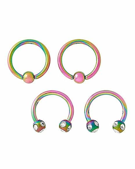 Budget π Multi-Pack CZ Oil Slick Captive and Horseshoe Rings 4 Pack - 16 Gauge π₯° 3 Budget π Multi-Pack CZ Oil Slick Captive and Horseshoe Rings 4 Pack - 16 Gauge π₯°