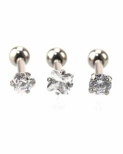 Best deal 👏 Multi-Pack CZ Titanium Cartilage Earrings 3 Pack - 16 Gauge 🔔