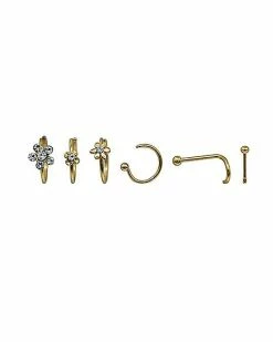 Outlet 🔔 Multi-Pack CZ Flower Nose Rings 6 Pack - 20 Gauge 🔔