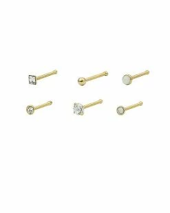Wholesale ❤️ Multi-Pack Clear Stone and Goldtone Nose Pins 6 Pack - 20 Gauge 🌟