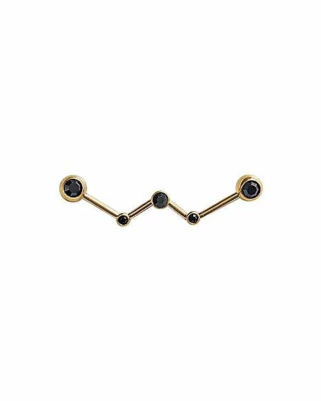 Discount π Black CZ Zig-Zag Industrial Barbell - 14 Gauge π€© 3 Discount π Black CZ Zig-Zag Industrial Barbell - 14 Gauge π€©