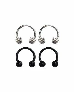 Coupon ✨ Multi-Pack Middle Finger Horseshoe Rings 4 Pack - 16 Gauge ⌛