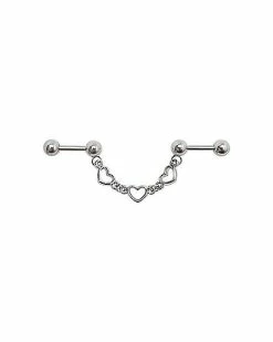 New ⌛ Cut Out Heart Chain Industrial Barbell - 14 Gauge 🧨