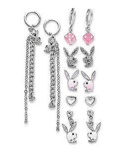 Coupon 🎉 Multi-Pack Dice Heart Playboy Bunny Stud and Dangle Earrings - 6 Pack 🌟