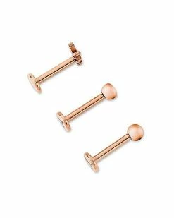 Deals 🔥 Multi-Pack CZ Rose Goldplated Playboy Labret Lip Rings 3 Pack - 16 Gauge ✨ -Playboy Shop 03831294 b