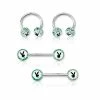 Flash Sale 🧨 Playboy Bunny Green Nipple Horseshoe Rings and Barbells Set - 14 Gauge 🎁 -Playboy Shop 03831336 a