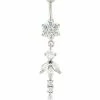 Outlet β€οΈ CZ Flower and Flower Petals Dangle Belly Ring - 14 Gauge π 2 Outlet β€οΈ CZ Flower and Flower Petals Dangle Belly Ring - 14 Gauge π -Playboy Shop 03831385 a