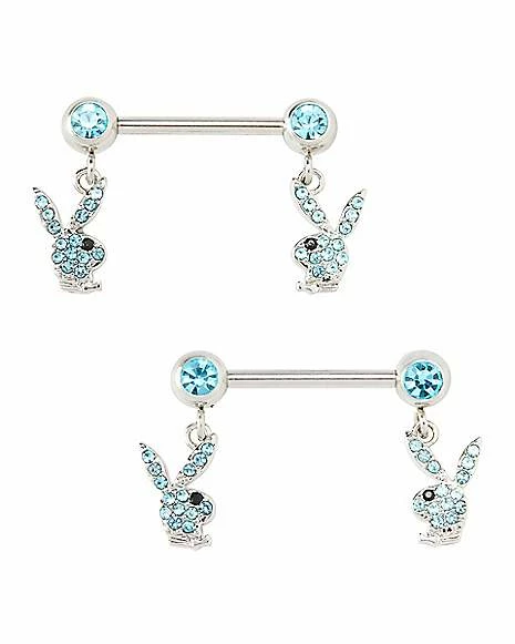 Top 10 π― CZ Blue Playboy Bunny Dangle Nipple Barbells - 14 Gauge π 3 Top 10 π― CZ Blue Playboy Bunny Dangle Nipple Barbells - 14 Gauge π