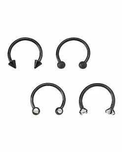 Brand new 🎉 Multi-Pack Prong and Round CZ Black Horseshoe Rings 4 Pack - 16 Gauge ✨