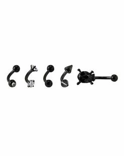 Hot Sale ✨ Multi-Pack CZ Black Skull Curved Barbells 5 Pack - 16 Gauge ⭐ 5 Hot Sale ✨ Multi-Pack CZ Black Skull Curved Barbells 5 Pack - 16 Gauge ⭐ -Playboy Shop 03831526 b