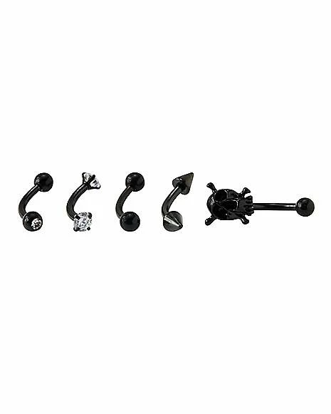 Hot Sale ✨ Multi-Pack CZ Black Skull Curved Barbells 5 Pack - 16 Gauge ⭐ 4 Hot Sale ✨ Multi-Pack CZ Black Skull Curved Barbells 5 Pack - 16 Gauge ⭐ - Image 2