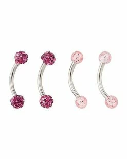 Coupon 🔔 Multi-Pack CZ Pink and Purple Pave Curved Barbells 4 Pack - 16 Gauge 🛒