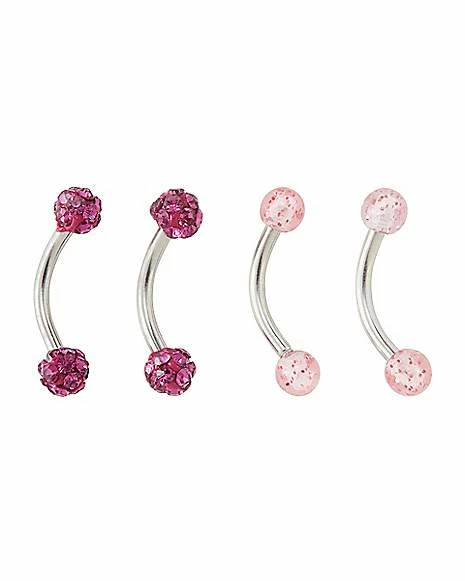 Coupon π Multi-Pack CZ Pink and Purple Pave Curved Barbells 4 Pack - 16 Gauge π 3 Coupon π Multi-Pack CZ Pink and Purple Pave Curved Barbells 4 Pack - 16 Gauge π