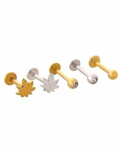 Cheapest β€οΈ Multi-Pack Goldtone and Silvertone Weed Leaf Labret Lip Rings 5 Pack - 16 Gauge π 6 Cheapest β€οΈ Multi-Pack Goldtone and Silvertone Weed Leaf Labret Lip Rings 5 Pack - 16 Gauge π -Playboy Shop 03831682 a