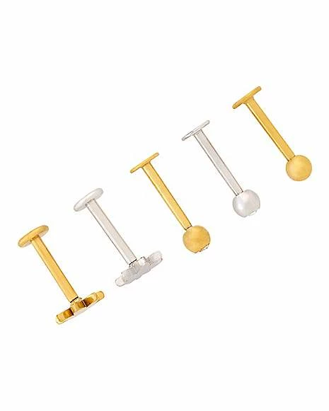 Cheapest β€οΈ Multi-Pack Goldtone and Silvertone Weed Leaf Labret Lip Rings 5 Pack - 16 Gauge π 5 Cheapest β€οΈ Multi-Pack Goldtone and Silvertone Weed Leaf Labret Lip Rings 5 Pack - 16 Gauge π - Image 3