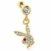 Buy 🤩 CZ Goldtone Playboy Bunny Dangle Cartilage Ring - 16 Gauge 🔥 -Playboy Shop 03831732 a