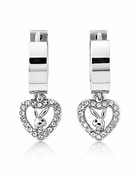 Outlet π Playboy Bunny Clear Gem Heart Hoop Dangle Earrings - 20 Gauge β¨ 3 Outlet π Playboy Bunny Clear Gem Heart Hoop Dangle Earrings - 20 Gauge β¨