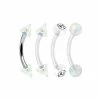 Cheapest ⭐ Multi-Pack Acrylic CZ Clear Spike Curved Barbells 4 Pack - 16 Gauge ⌛