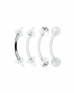 Cheapest ⭐ Multi-Pack Acrylic CZ Clear Spike Curved Barbells 4 Pack - 16 Gauge ⌛