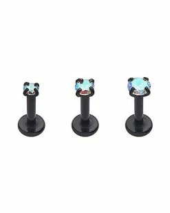 Flash Sale 🤩 Multi-Pack Round Prong CZ Labret Lip Rings 3 Pack - 16 Gauge 😉
