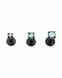 Flash Sale 🤩 Multi-Pack Round Prong CZ Labret Lip Rings 3 Pack - 16 Gauge 😉 -Playboy Shop 03832409 c