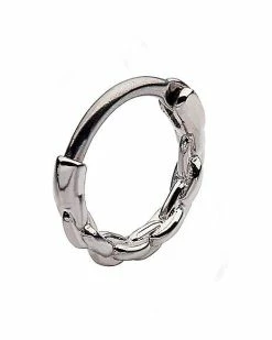 Budget 🎉 Silver Plated Chain Link Septum Ring - 16 Gauge 😉 -Playboy Shop 03832490 c